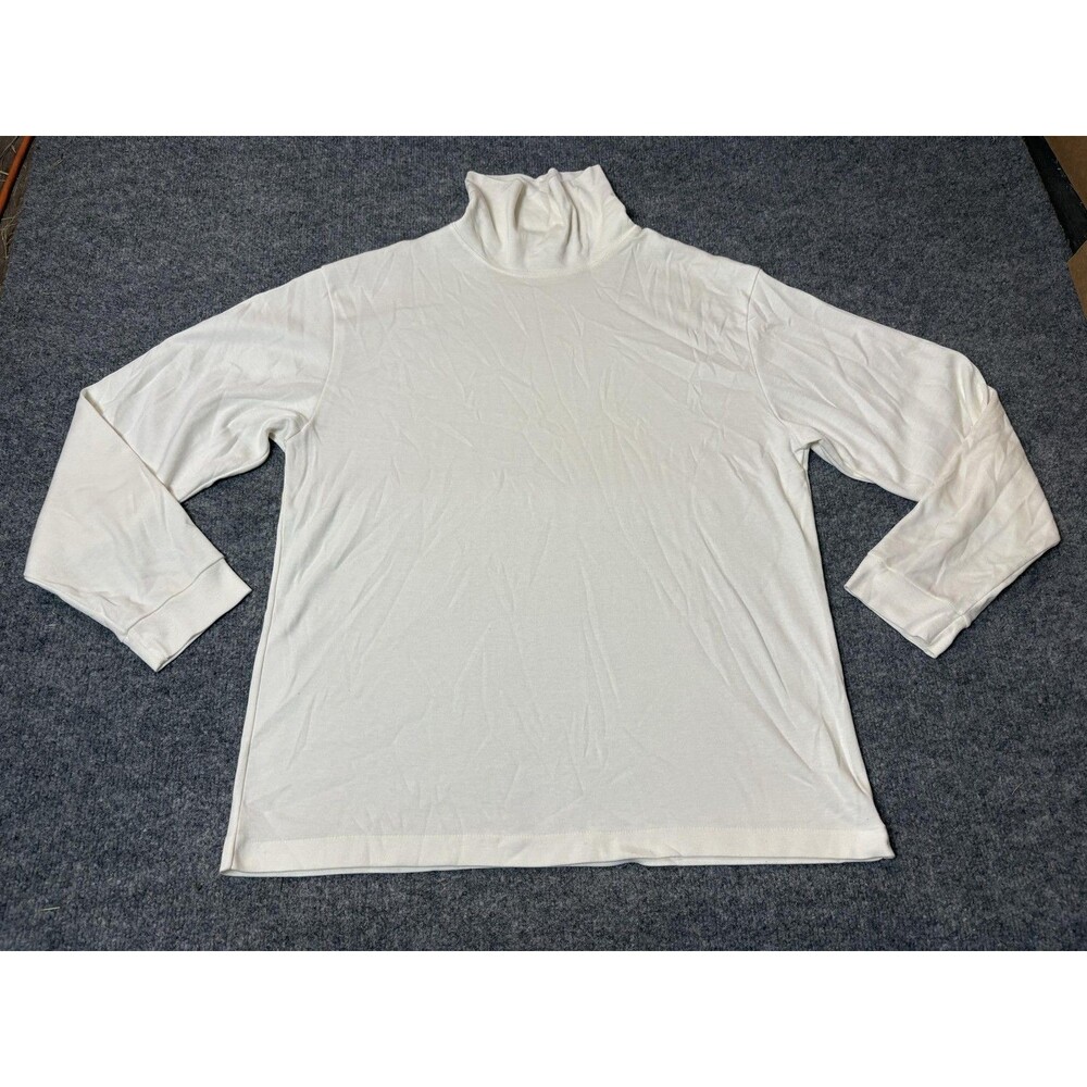 L.L. Bean Shirt Mens L White Turtleneck Long Sleeve Cotton Blend Jersey Basic